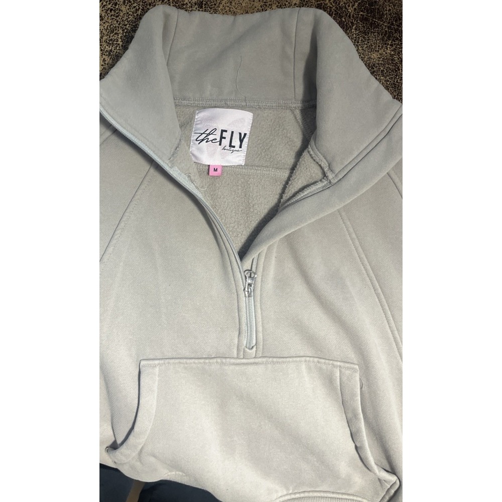 Fly Boutique Gray Crop 1/2 Zip Sweatshirt Womens M - Picture 3 of 6